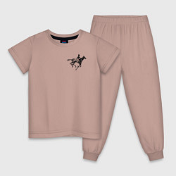 Пижама хлопковая детская Всадник на коне, цвет: пыльно-розовый