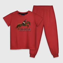 Пижама хлопковая детская HORSE RIDING, цвет: красный