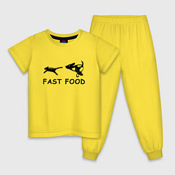 Пижама хлопковая детская Fast food черный, цвет: желтый