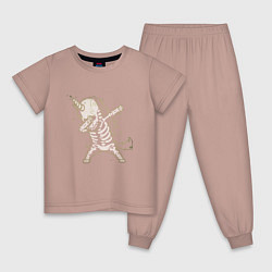 Пижама хлопковая детская Dabbing Unicorn, цвет: пыльно-розовый