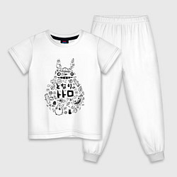 Пижама хлопковая детская Тоторо, цвет: белый