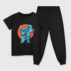 Пижама хлопковая детская Dab Elephant, цвет: черный