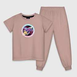 Пижама хлопковая детская SPACE ROCKET, цвет: пыльно-розовый