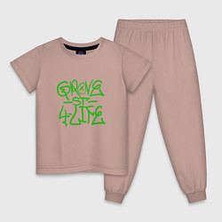 Пижама хлопковая детская Grove Street, цвет: пыльно-розовый
