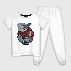 Пижама хлопковая детская Shark, цвет: белый