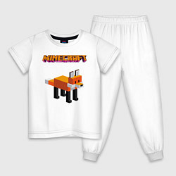 Пижама хлопковая детская Minecraft - лиса, цвет: белый