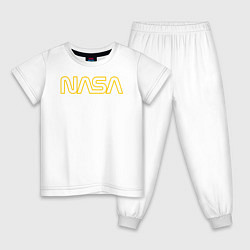Пижама хлопковая детская NASA Vision Mission and Core Values на спине, цвет: белый
