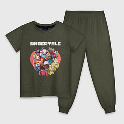 Пижама хлопковая детская UNDERTALE, цвет: меланж-хаки