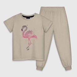 Пижама хлопковая детская Flamingo, цвет: миндальный