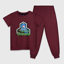 Пижама хлопковая детская Terraria цвета меланж-бордовый — фото 1