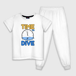 Пижама хлопковая детская Time to dive, цвет: белый