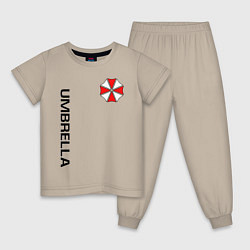 Пижама хлопковая детская UMBRELLA CORP, цвет: миндальный