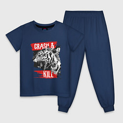 Пижама хлопковая детская Crash & Kill цвета тёмно-синий — фото 1