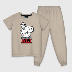 Пижама хлопковая детская Muhammad Ali, цвет: миндальный