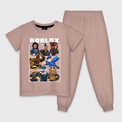 Пижама хлопковая детская ROBLOX, цвет: пыльно-розовый