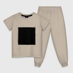 Пижама хлопковая детская ЧЕРНЫЙ КВАДРАТ, цвет: миндальный