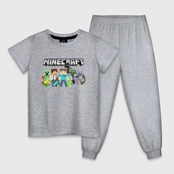 Пижама хлопковая детская MINECRAFT, цвет: меланж