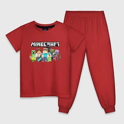 Пижама хлопковая детская MINECRAFT, цвет: красный