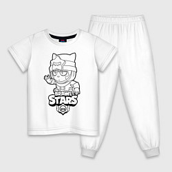 Пижама хлопковая детская Brawl Stars SANDY раскраска, цвет: белый