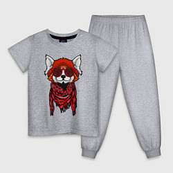 Пижама хлопковая детская Красная панда, цвет: меланж