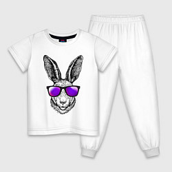 Пижама хлопковая детская Клевый заяц, цвет: белый