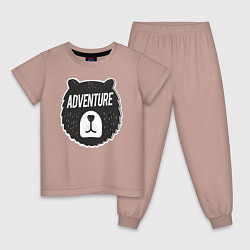 Пижама хлопковая детская Bear Adventure, цвет: пыльно-розовый