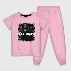 Пижама хлопковая детская Papa roach, цвет: светло-розовый
