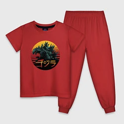 Пижама хлопковая детская Godzilla in circle, цвет: красный