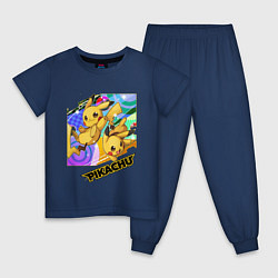 Пижама хлопковая детская Pikachu, цвет: тёмно-синий