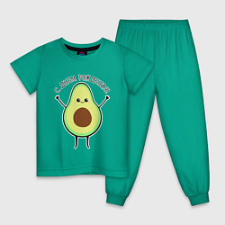 Пижама хлопковая детская Авокадо С днём рождения! цвета зеленый — фото 1