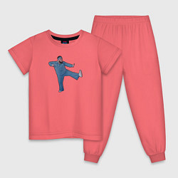 Пижама хлопковая детская Little Big: UNO, цвет: коралловый