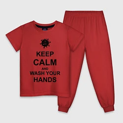Пижама хлопковая детская Keep Calm & Wash Hands, цвет: красный