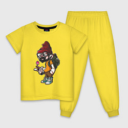 Пижама хлопковая детская Прикольная картинка, цвет: желтый