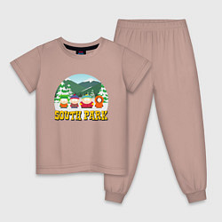 Пижама хлопковая детская ЮЖНЫЙ ПАРК, цвет: пыльно-розовый