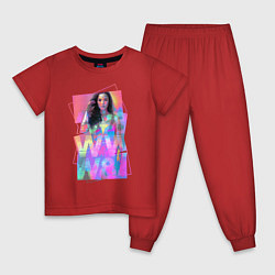 Пижама хлопковая детская WW 84, цвет: красный