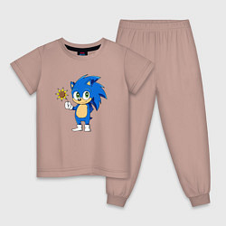 Пижама хлопковая детская Baby Sonic, цвет: пыльно-розовый