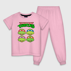Пижама хлопковая детская Черепашки-ниндзя, цвет: светло-розовый