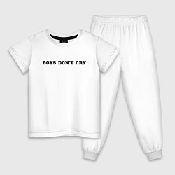 Пижама хлопковая детская BOYS DON'T CRY, цвет: белый