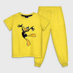 Пижама хлопковая детская Даффи Дак, цвет: желтый