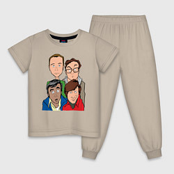 Пижама хлопковая детская The Big Bang Theory Guys, цвет: миндальный