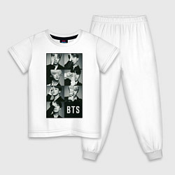 Пижама хлопковая детская BTS, цвет: белый