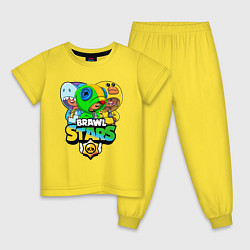 Пижама хлопковая детская Brawl Stars Leon Trio, цвет: желтый