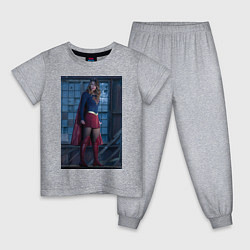 Пижама хлопковая детская Supergirl, цвет: меланж