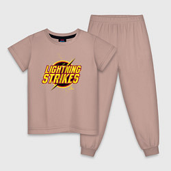 Пижама хлопковая детская Lightning Strikes, цвет: пыльно-розовый
