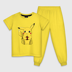 Пижама хлопковая детская Пикачу цвета желтый — фото 1