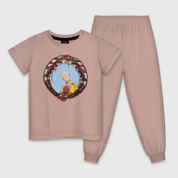 Пижама хлопковая детская One-Punch Man, цвет: пыльно-розовый