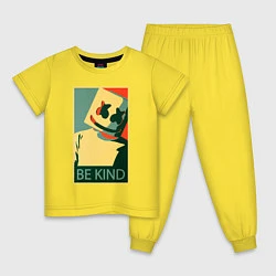 Пижама хлопковая детская Marshmello - Be Kind, цвет: желтый