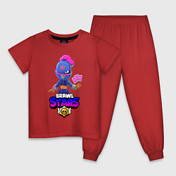 Пижама хлопковая детская BRAWL STARS TARA, цвет: красный