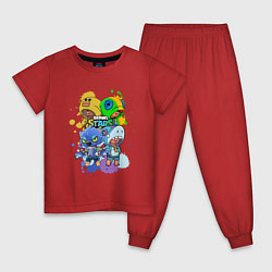 Пижама хлопковая детская Brawl Stars Leon Quattro, цвет: красный