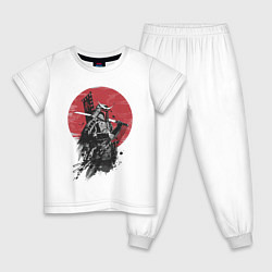 Пижама хлопковая детская Японский самурай, цвет: белый